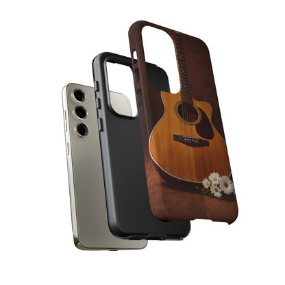 Acoustic Guitar Daisy Phone Case | Rustic Music Lover Tough Cover