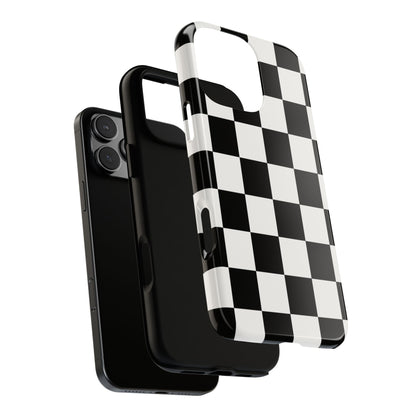 Black & White Checkerboard Phone Case – Classic Aesthetic Tough Protective Case for Iphone, Samsung Galaxy and Pixel