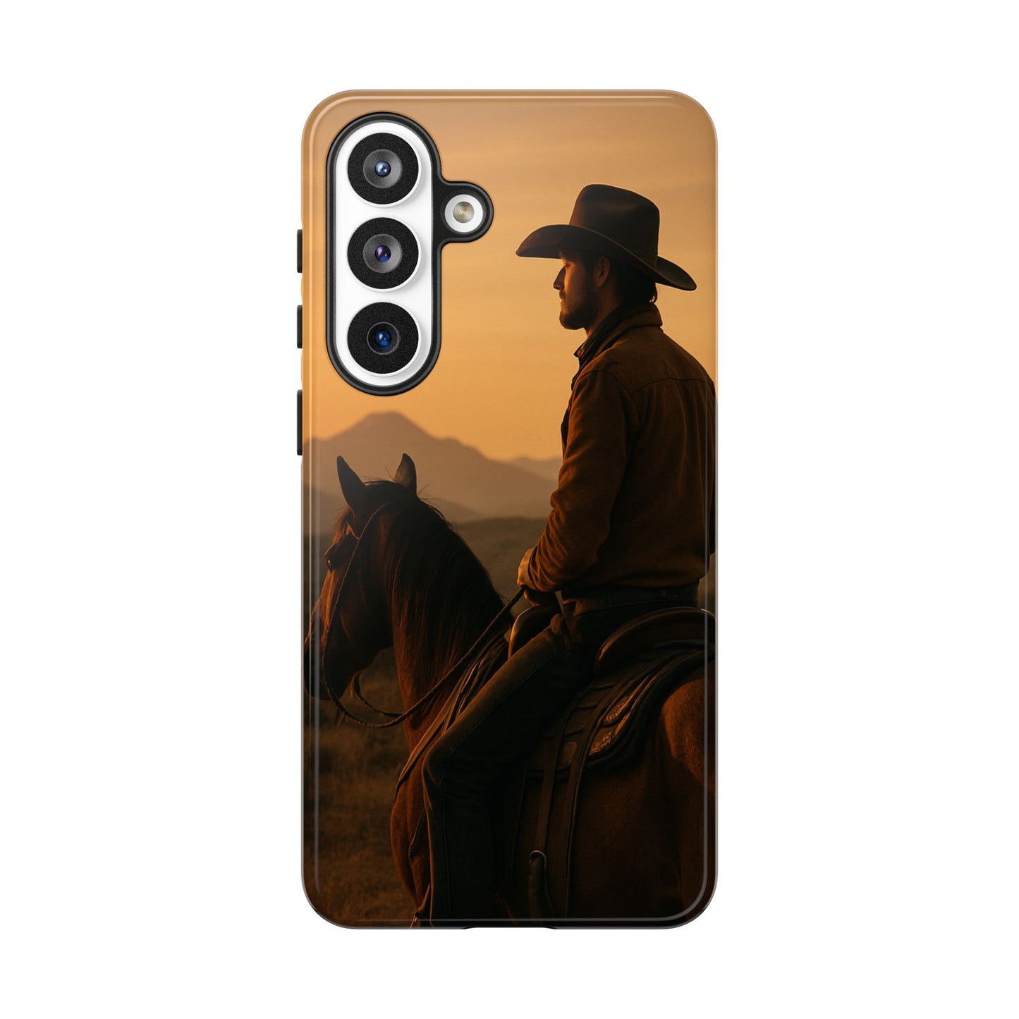 Western Cowboy Sunset Phone Case | Horse Rider Desert Aesthetic Tough Protective Case