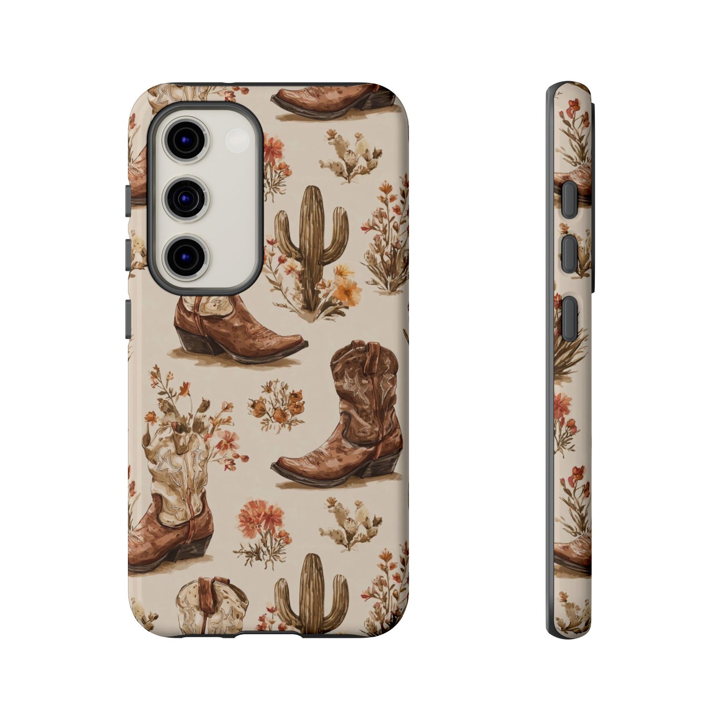 Cowboy Boots Western Phone Case Rustic Cowgirl Cactus Floral iPhone Samsung Pixel
