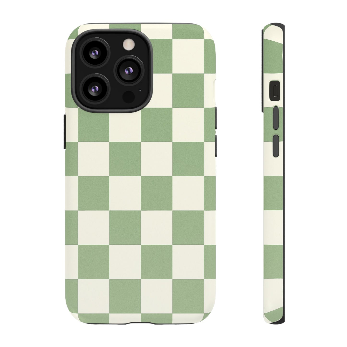 Sage Green Checkerboard Phone Case | Minimal Aesthetic Tough Case