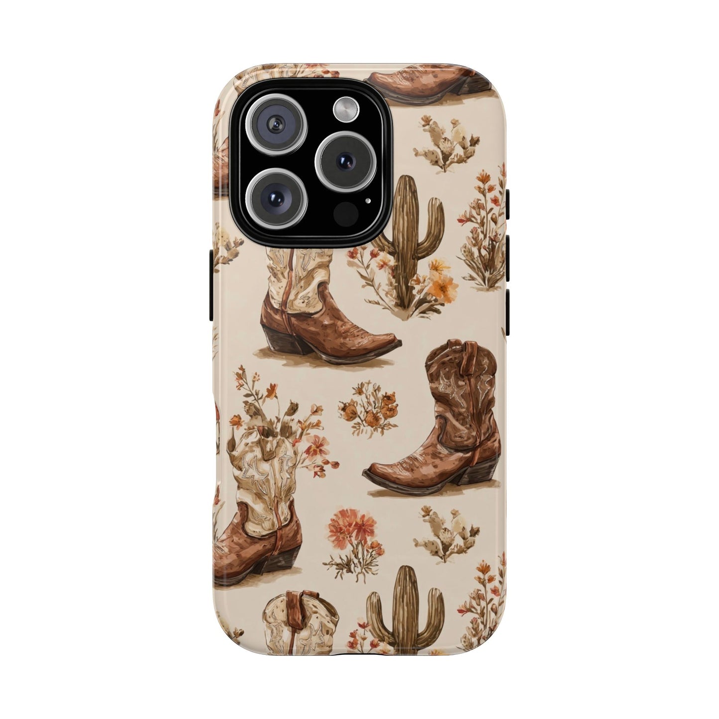 Cowboy Boots Western Phone Case Rustic Cowgirl Cactus Floral iPhone Samsung Pixel