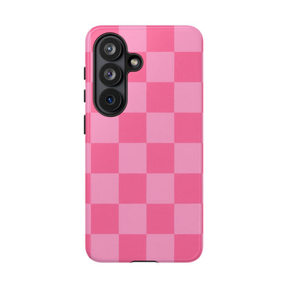 Pink Checkerboard Phone Case | Cute Aesthetic Checkered iPhone & Samsung Tough Case