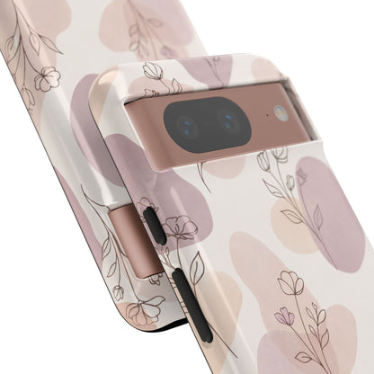 Blush Floral Phone Case Neutral Botanical Watercolor Tough Cover