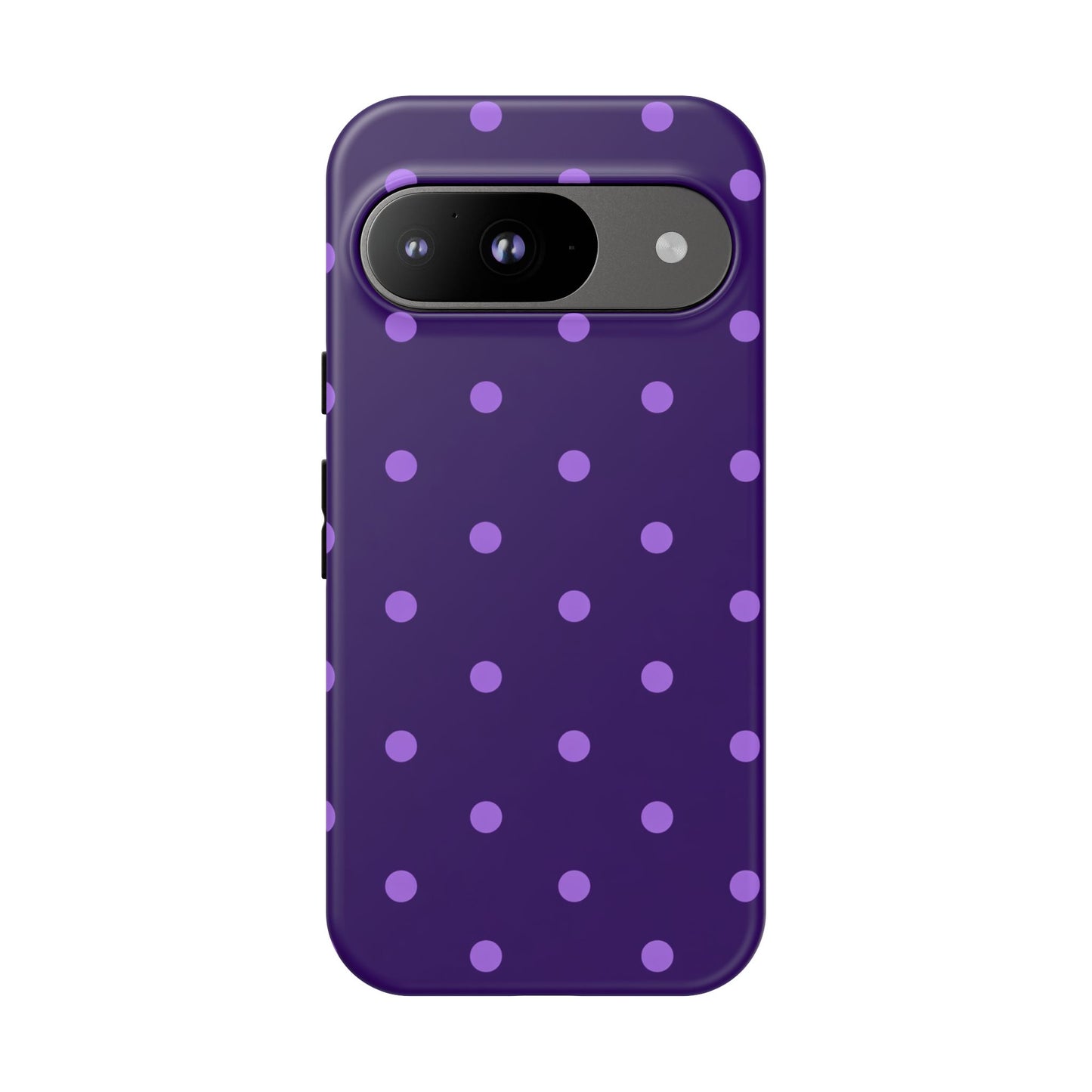 Purple Polka Dot Tough Phone Case – Cute Stylish Durable Protective Cover for Iphone, Samsung Galaxy and Pixel