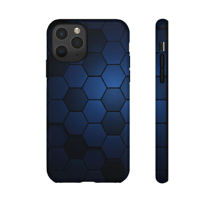 Blue Hexagon Gradient Phone Case | Modern Honeycomb Tough Protective Case