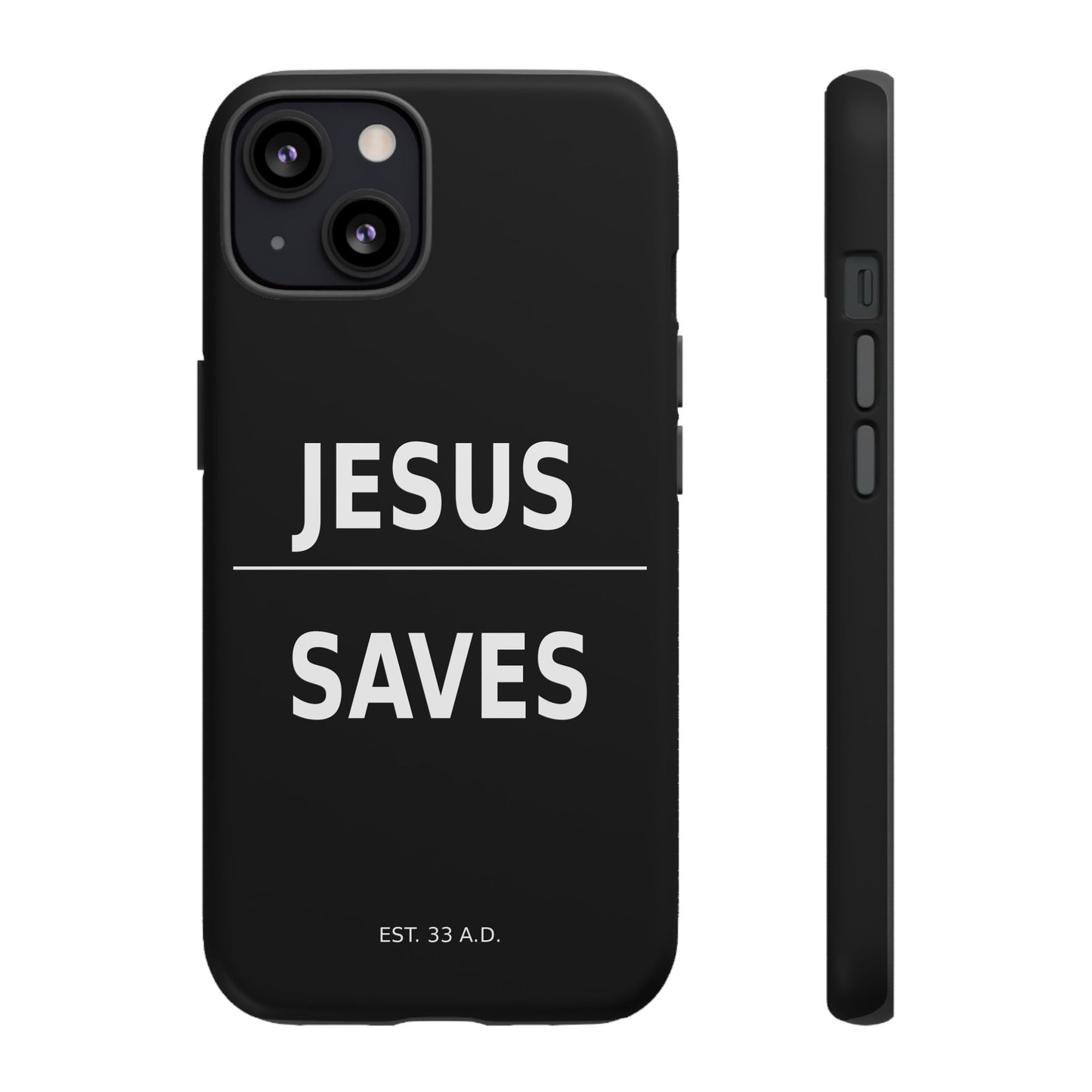 Jesus Saves Phone Case Christian Religious Minimalist Black Tough Cover