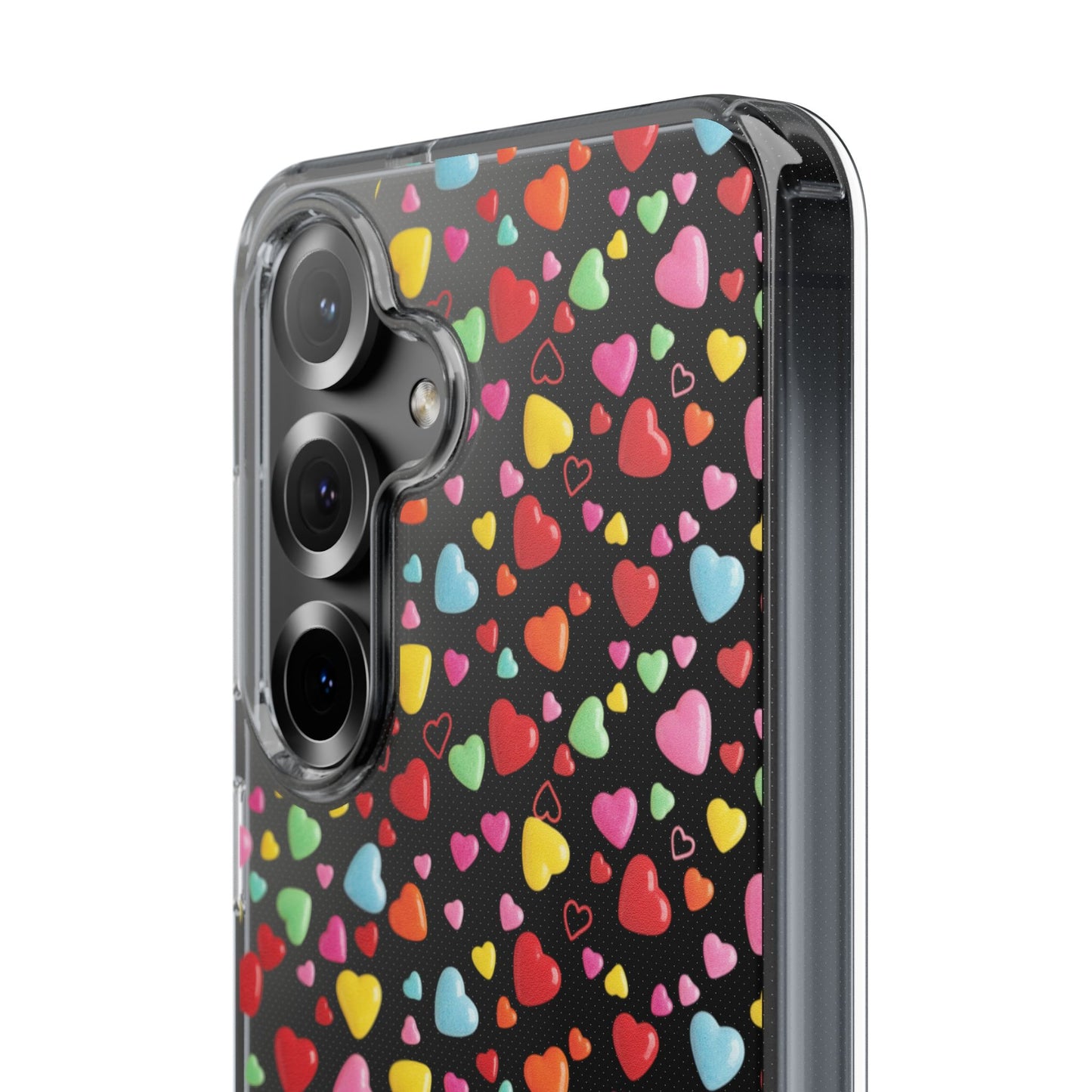 Colorful Heart Clear Phone Case | Impact-Resistant Valentine Aesthetic Case