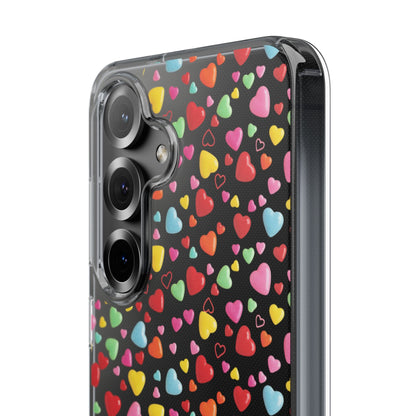 Colorful Heart Clear Phone Case | Impact-Resistant Valentine Aesthetic Case