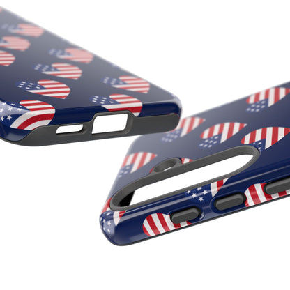 Patriotic American Flag Heart Phone Case – Tough Shockproof, USA Stars & Stripes for Iphone, Samsung Galaxy and Pixel