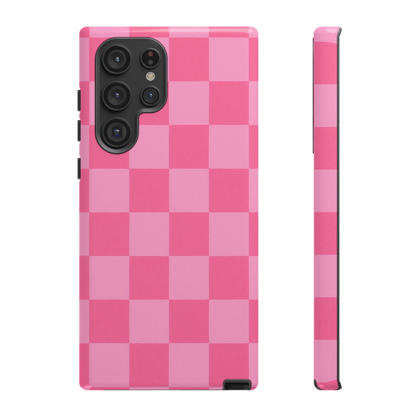 Pink Checkerboard Phone Case – Cute Aesthetic Tough Case for iPhone & Samsung