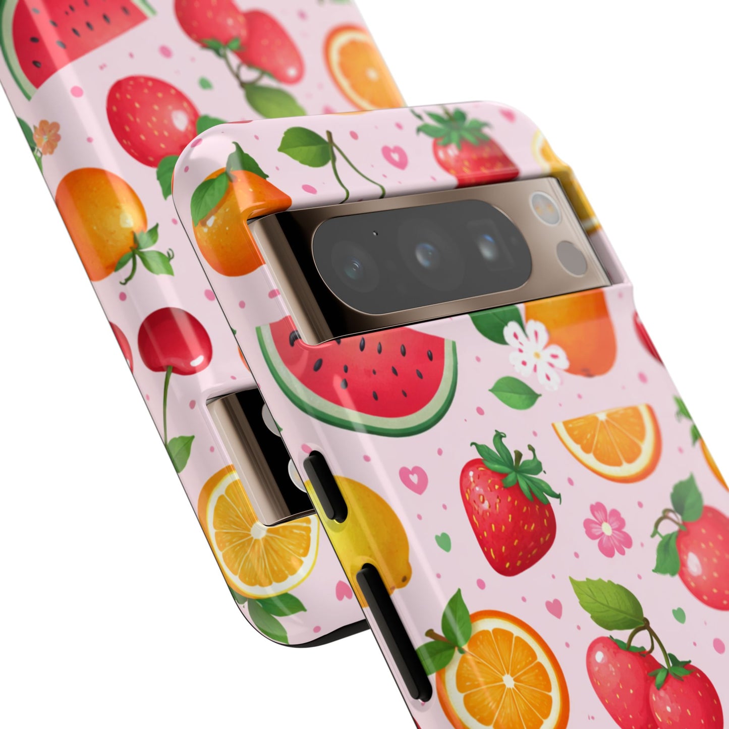 Fruit Phone Case – Tough Shockproof, Strawberry Cherry Citrus Summer Design for Iphone, Samsung Galaxy and Pixel
