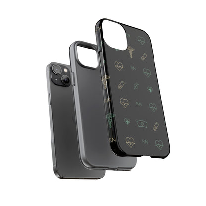 RN Nurse Phone Case – Minimal Medical Icon Pattern Healthcare Worker Tough Case