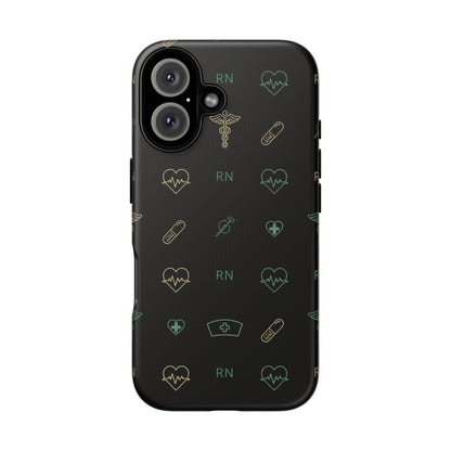RN Nurse Phone Case – Minimal Medical Icon Pattern Healthcare Worker Tough Case