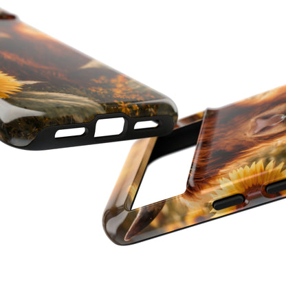 Highland Cow Sunflower Phone Case | Floral Farmhouse iPhone, Samsung Galaxy and Pixel Cover