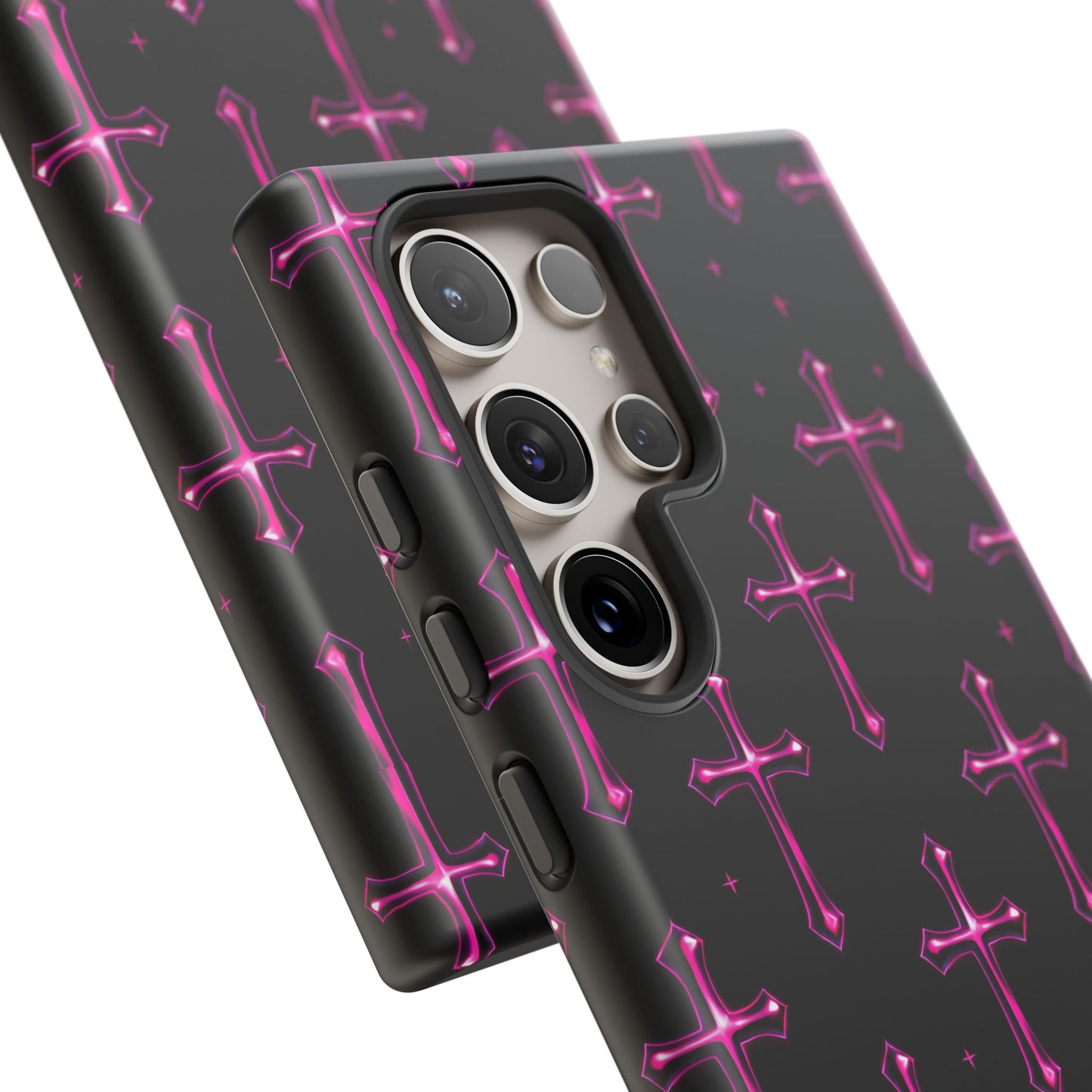 Neon Pink Cross Pattern Phone Case | Tough Protective Case for Iphone, Samsung Galaxy and Pixel