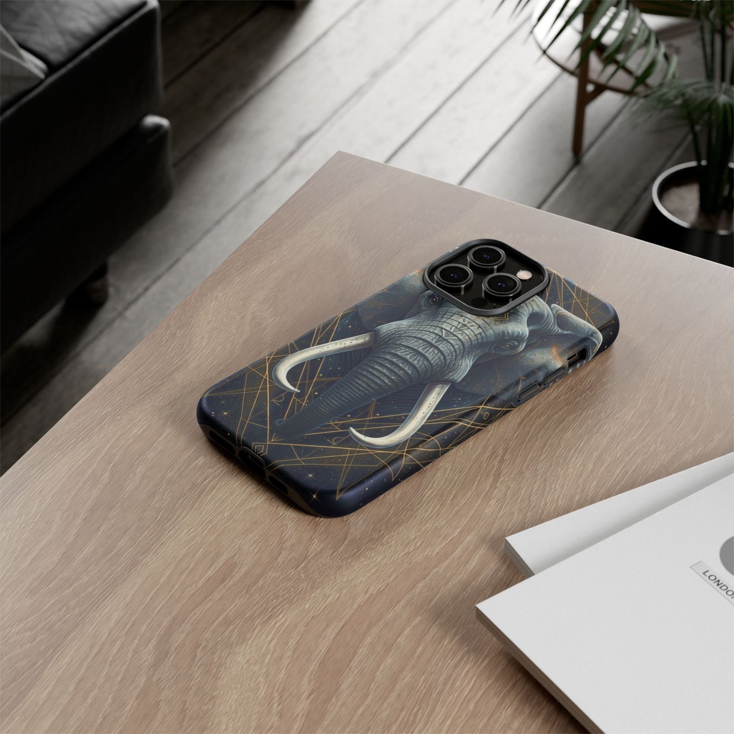 Elephant Mandala Phone Case – Black and Gold Spiritual Elephant Tough Protective Case