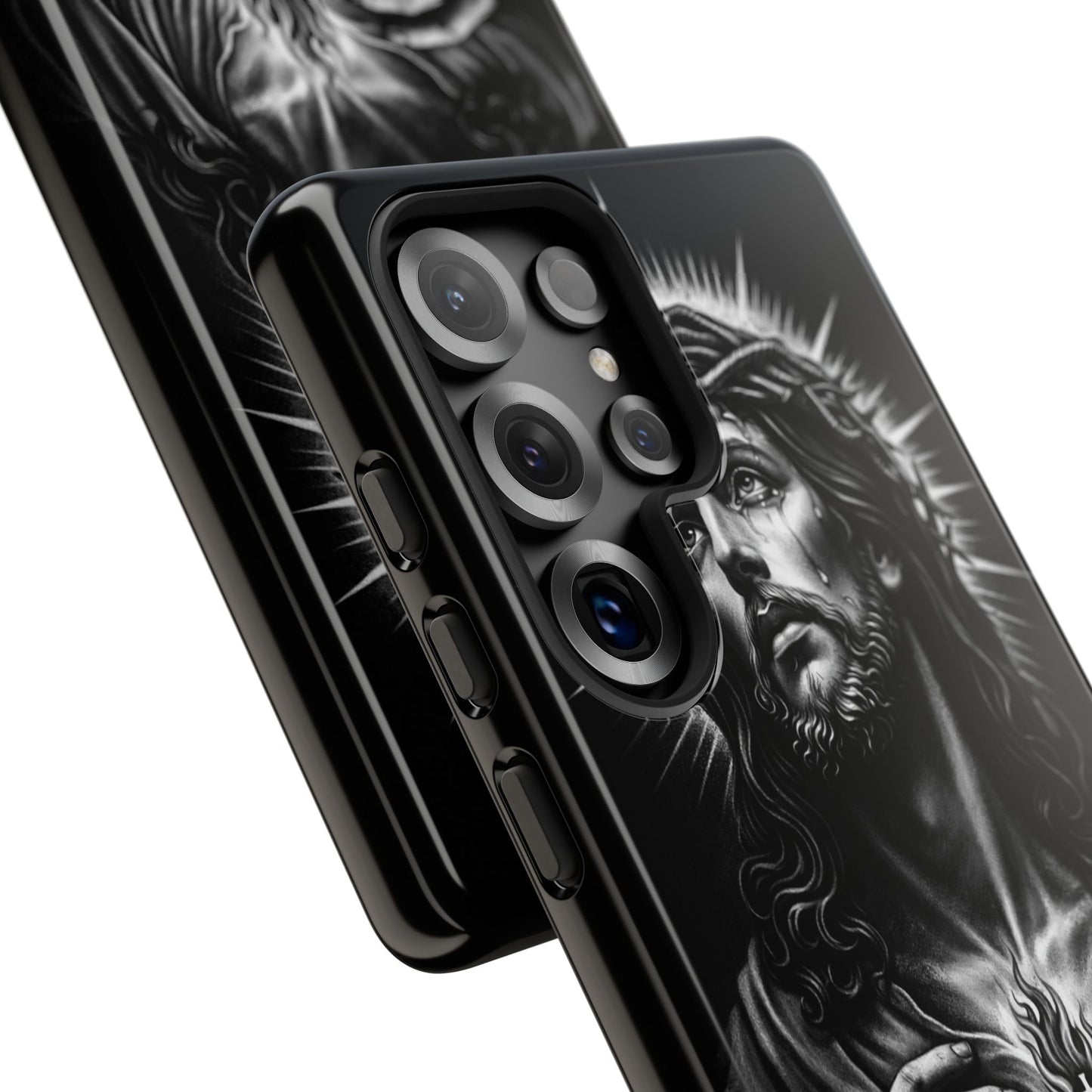 Jesus Sacred Heart Phone Case Black White Christian Faith Aesthetic