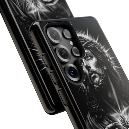 Jesus Sacred Heart Phone Case Black White Christian Faith Aesthetic