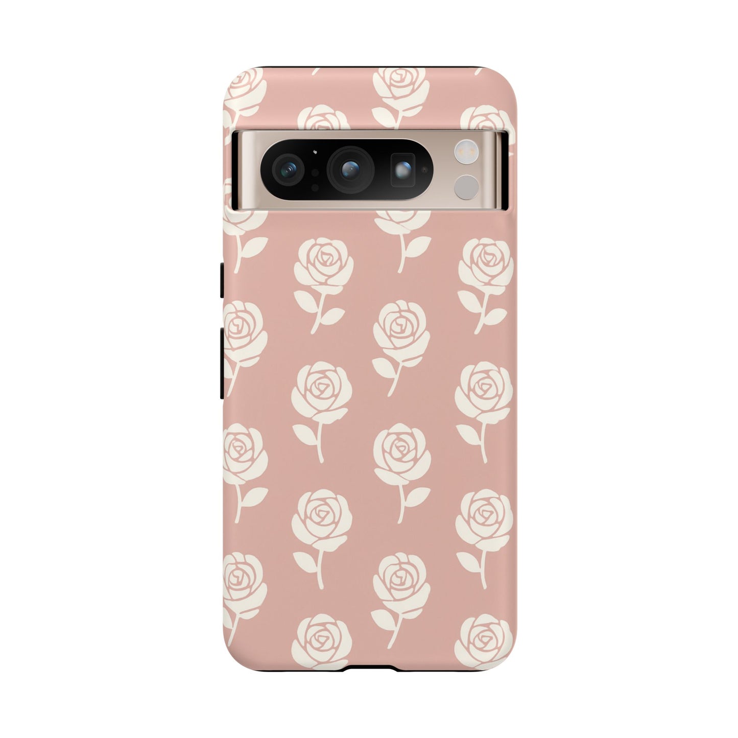 White Rose Pattern Tough Phone Case | Elegant Floral Aesthetic Case for Iphone, Samsung Galaxy and Pixel