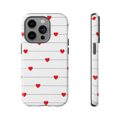 Red Heart Stripe iPhone Case | Tough Shockproof Love Aesthetic Cover