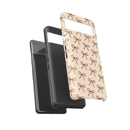 Coquette Bow Phone Case | Neutral Beige Aesthetic iPhone & Samsung Tough Case