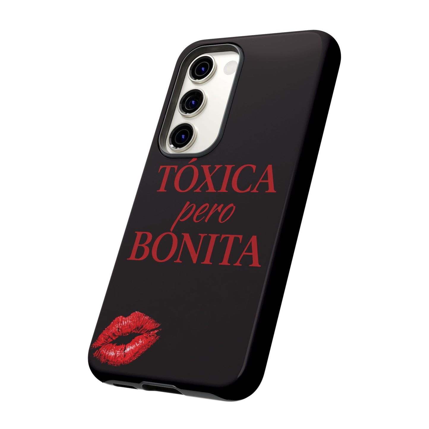 Toxica Pero Bonita Phone Case, Latina Quote Case, Red Lips Aesthetic, Spanish Saying Case, Trendy Tough Cover