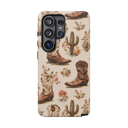Cowboy Boots Western Phone Case Rustic Cowgirl Cactus Floral iPhone Samsung Pixel