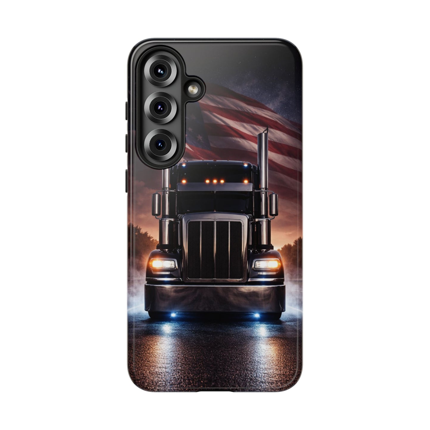 Semi Truck Phone Case American Flag Big Rig Trucker Gift iPhone Samsung