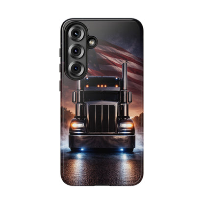 Semi Truck Phone Case American Flag Big Rig Trucker Gift iPhone Samsung