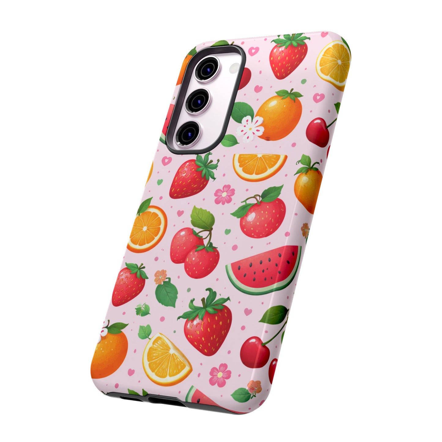 Fruit Phone Case – Tough Shockproof, Strawberry Cherry Citrus Summer Design for Iphone, Samsung Galaxy and Pixel
