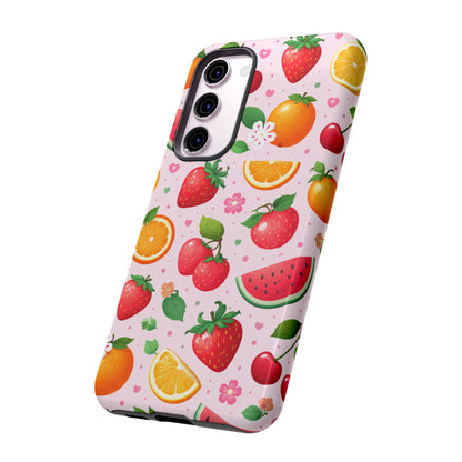Fruit Phone Case – Tough Shockproof, Strawberry Cherry Citrus Summer Design for Iphone, Samsung Galaxy and Pixel