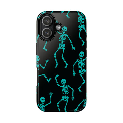 Dancing Teal Skeletons Phone Case | Tough Protective Case for Iphone, Samsung Galaxy and Pixel