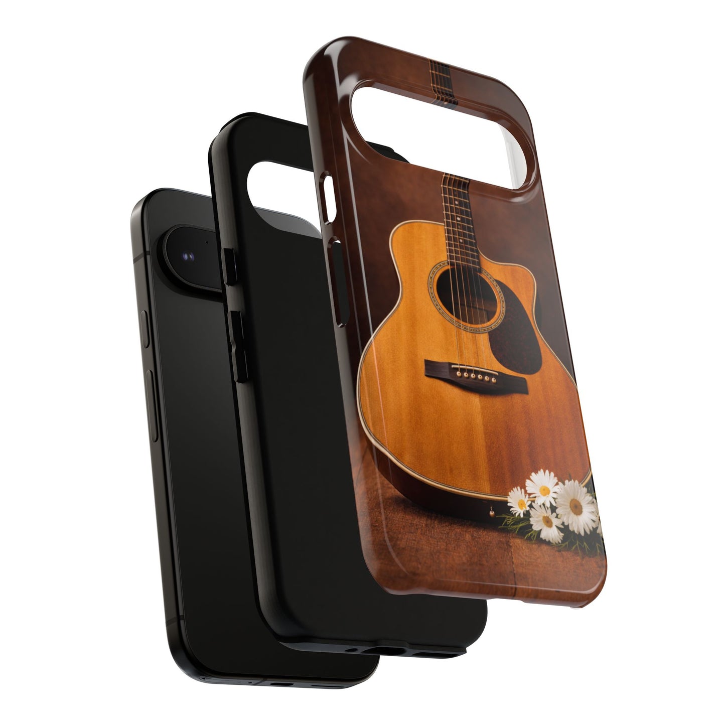 Acoustic Guitar Daisy Phone Case | Rustic Music Lover Tough Cover