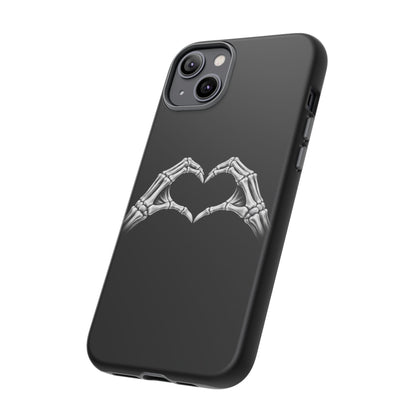 Skeleton Hands Heart Phone Case | Gothic Black Protective Cover