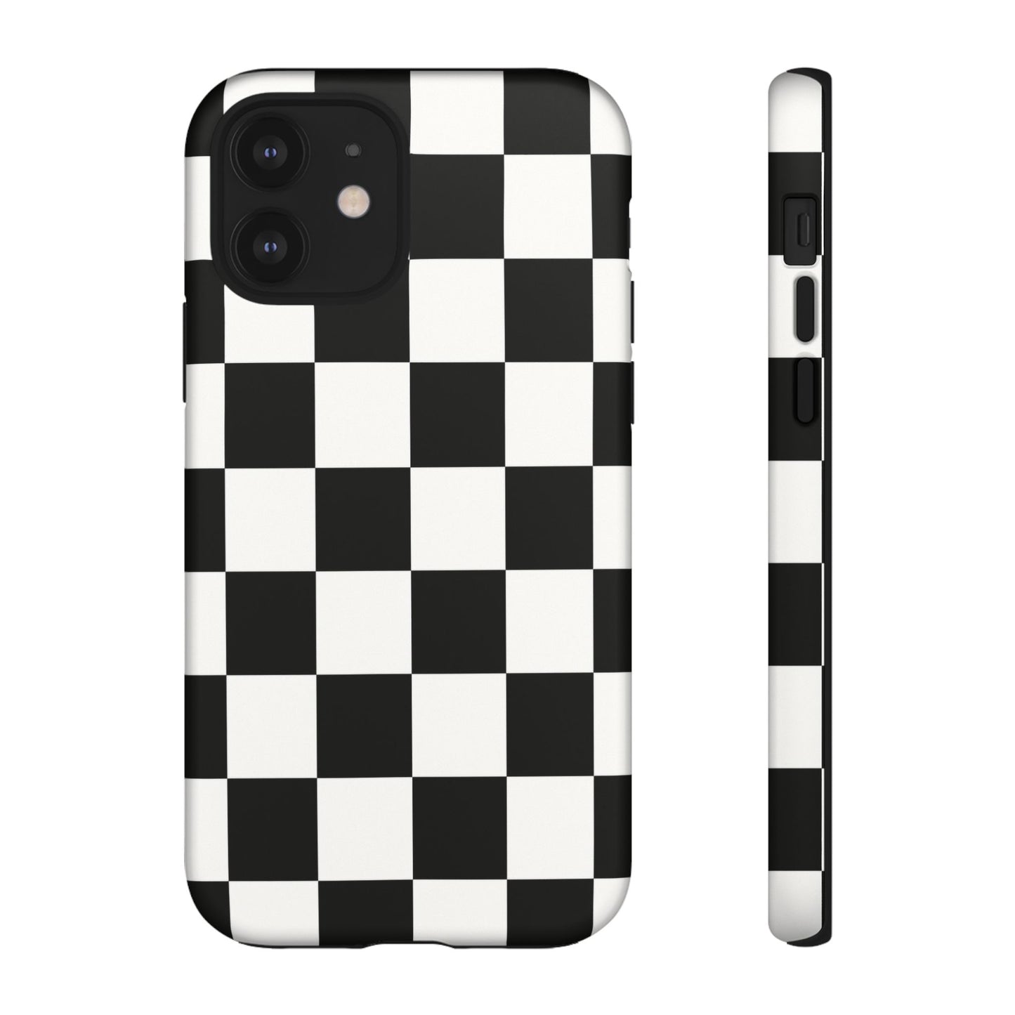 Black & White Checkerboard Phone Case – Classic Aesthetic Tough Protective Case