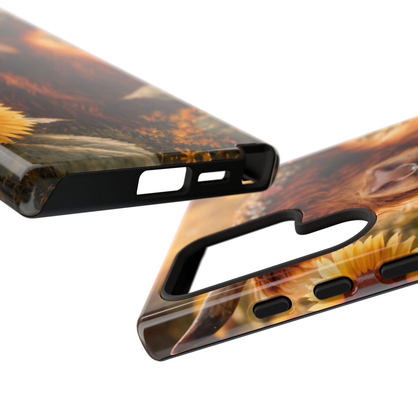 Highland Cow Sunflower Phone Case | Floral Farmhouse iPhone, Samsung Galaxy and Pixel Cover