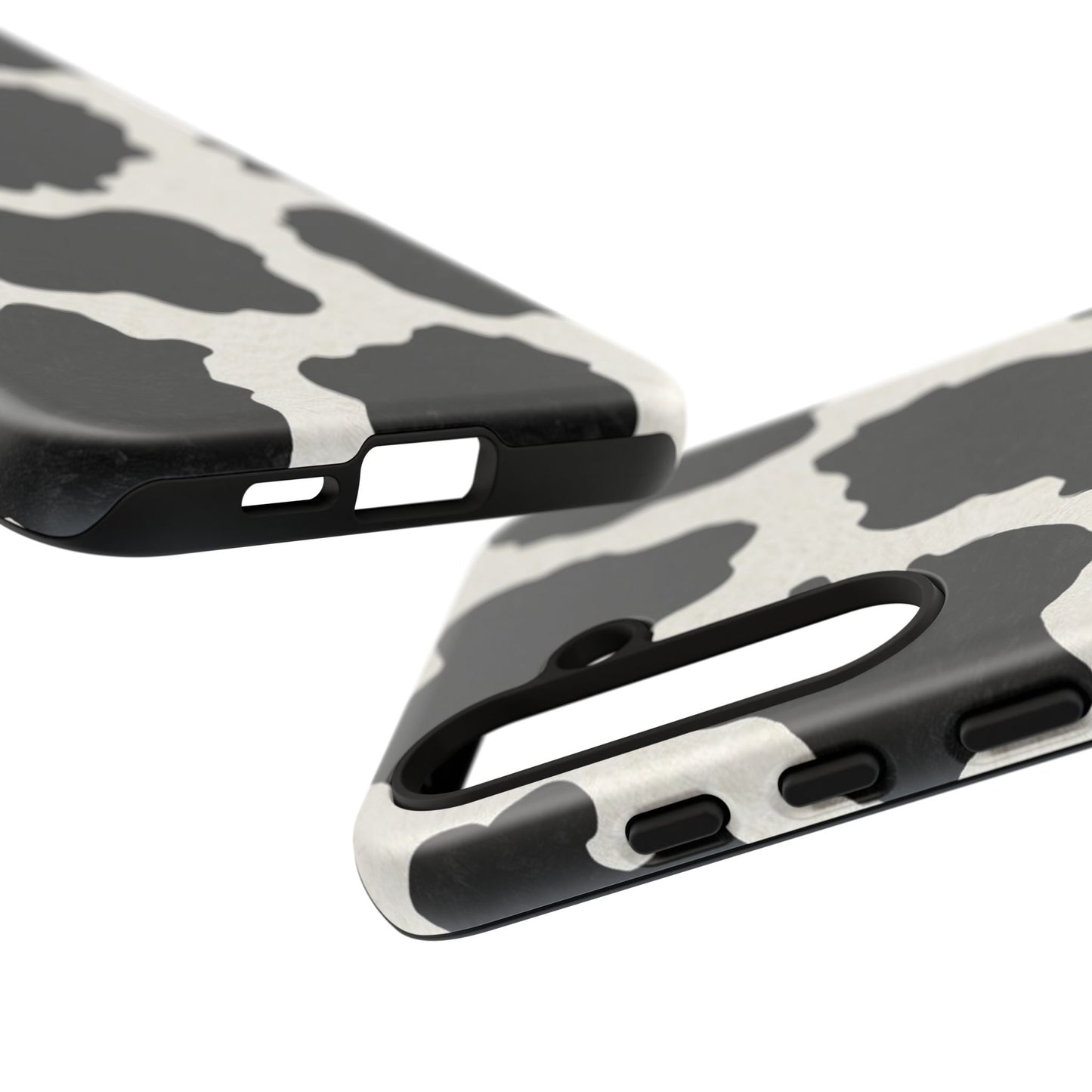 Black & White Cow Print Phone Case | Western Aesthetic iPhone & Samsung Tough Case