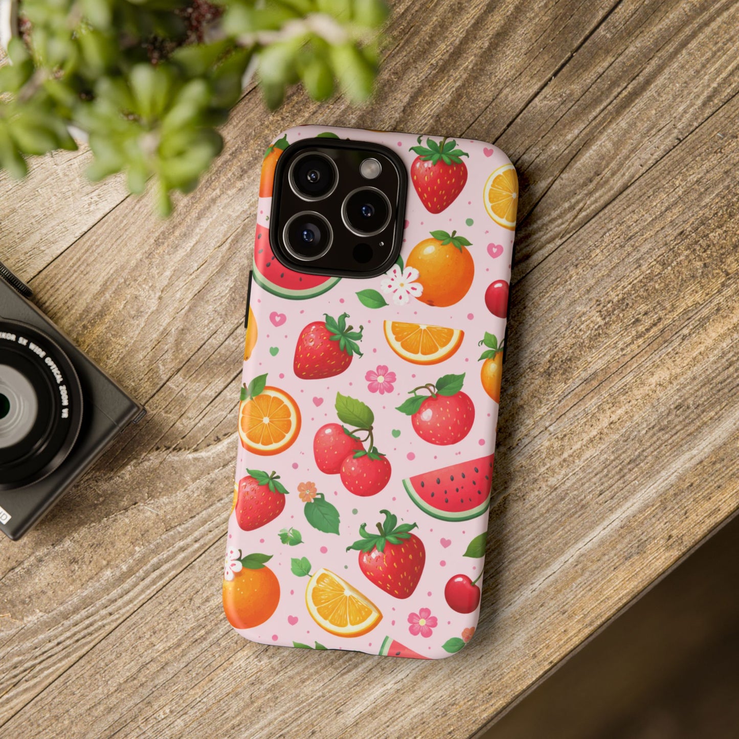 Fruit Phone Case – Tough Shockproof, Strawberry Cherry Citrus Summer Design for Iphone, Samsung Galaxy and Pixel