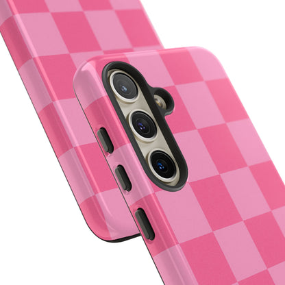 Pink Checkerboard Phone Case | Cute Aesthetic Checkered iPhone & Samsung Tough Case
