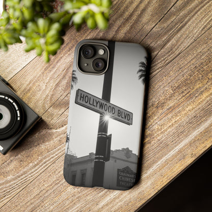 Hollywood Blvd Phone Case | Vintage Los Angeles Street Sign | Black & White LA Aesthetic