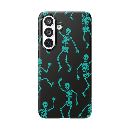 Dancing Teal Skeletons Phone Case | Tough Protective Case for Iphone, Samsung Galaxy and Pixel