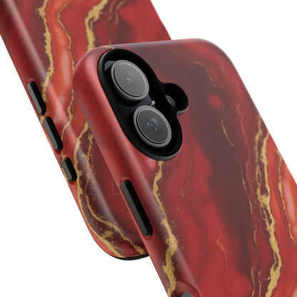 Red Agate Marble Phone Case – Gold Vein Luxury Stone Tough Case (iPhone, Samsung, Pixel)