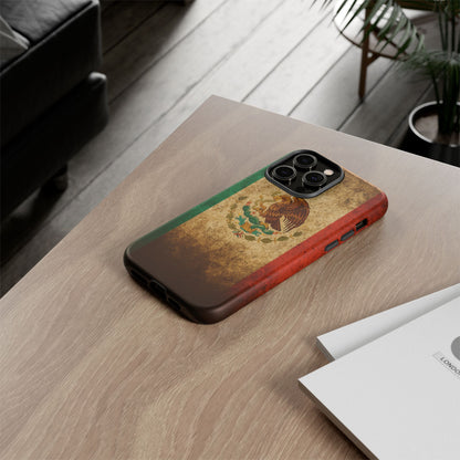 Vintage Mexico Flag Phone Case – Mexican Pride Grunge Flag Aesthetic Tough Case