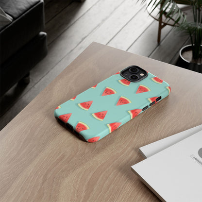Watermelon Phone Case – Pastel Blue Summer Fruit Tough Case (iPhone, Samsung, Pixel)