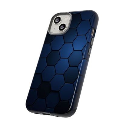 Blue Hexagon Gradient Phone Case | Honeycomb Geometric Tech Aesthetic | Minimalist Tough Case for iPhone & Samsung