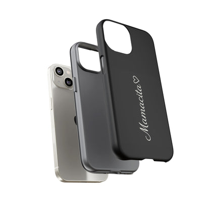 Mamacita Script Phone Case | Minimal Black Tough Case | Sleek Aesthetic Cover