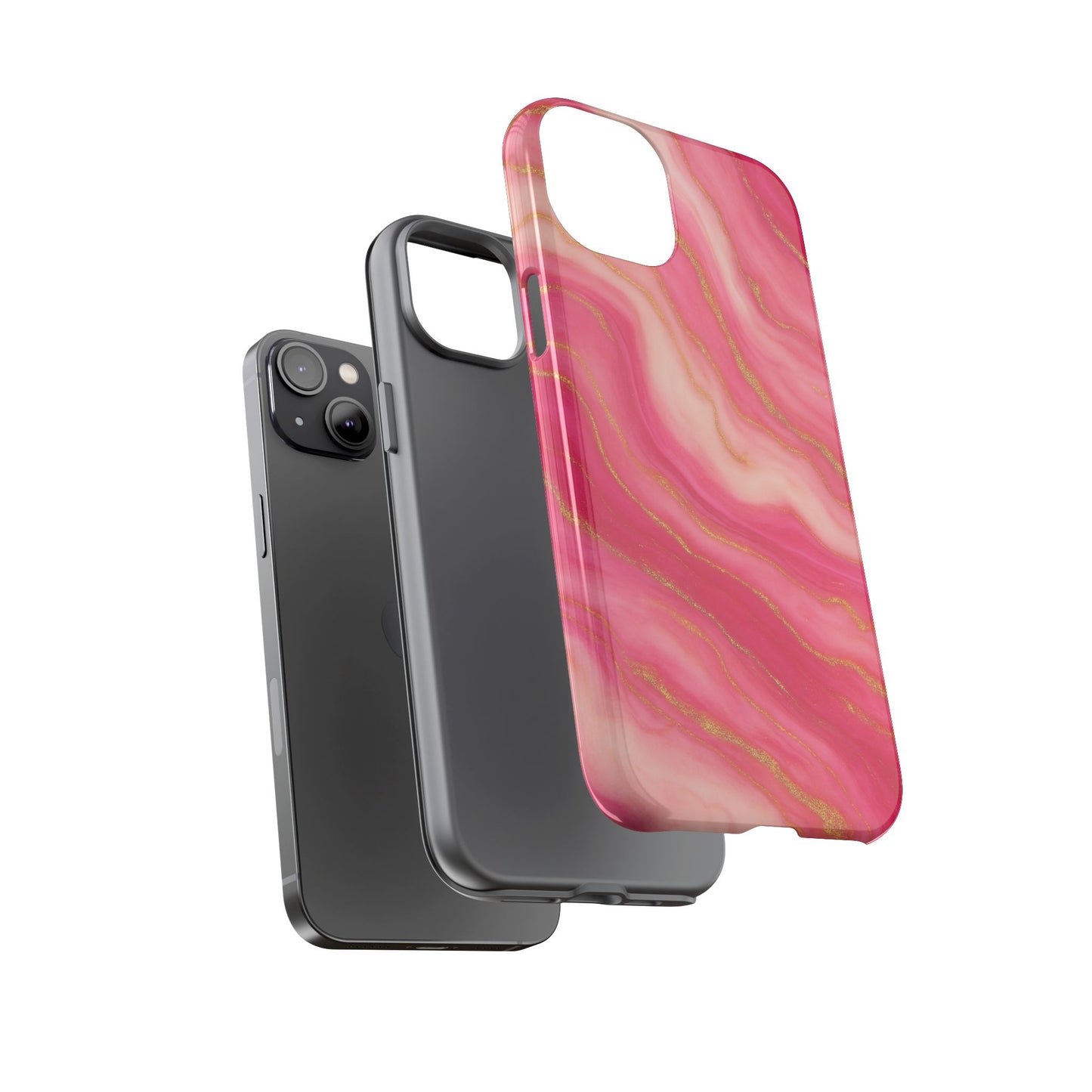 Pink Marble Phone Case | Rose Gold Swirl Aesthetic Tough Protective Case