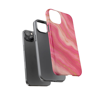 Pink Marble Phone Case | Rose Gold Swirl Aesthetic Tough Protective Case