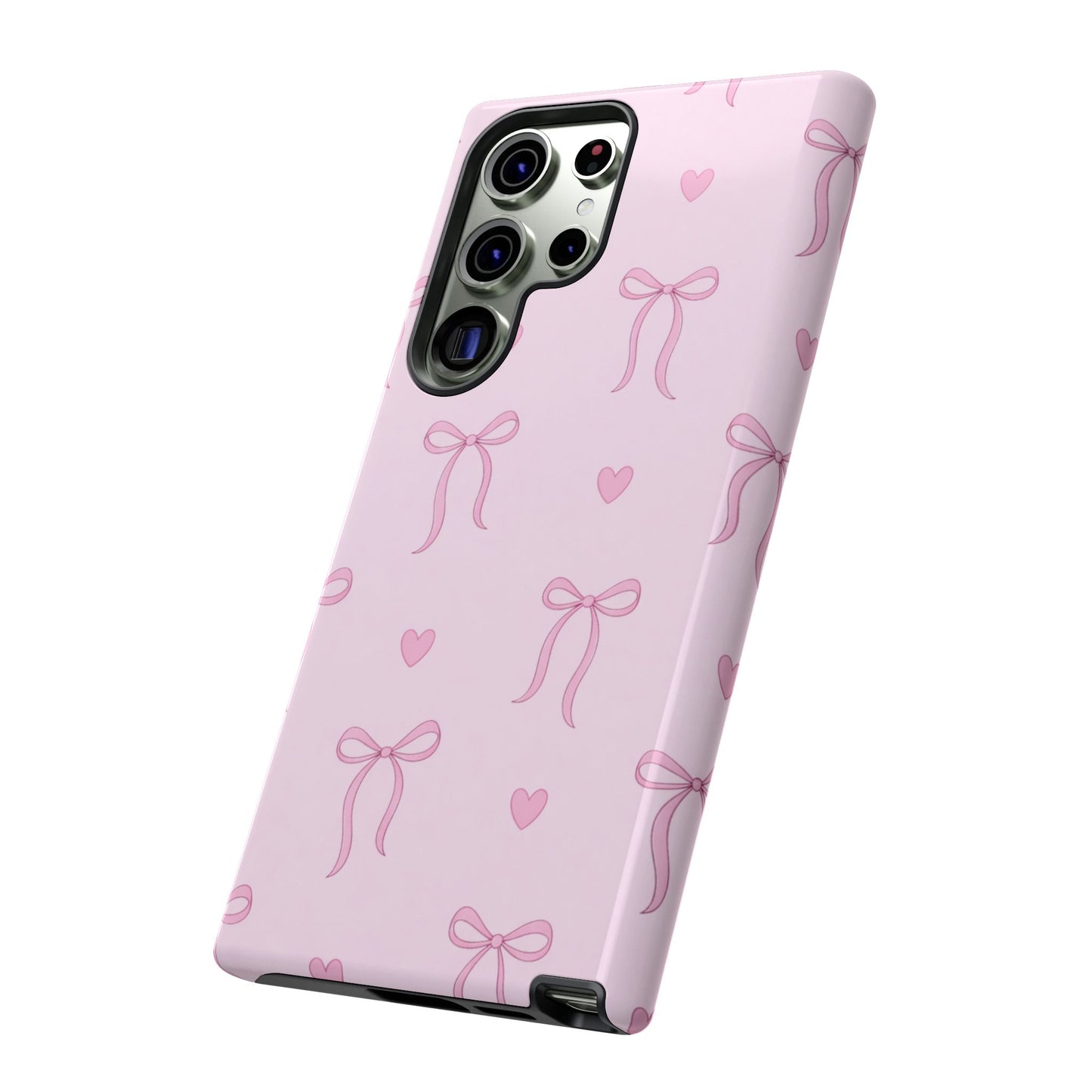 Pink Bow Heart Aesthetic Phone Case – Coquette Cute Tough Cover